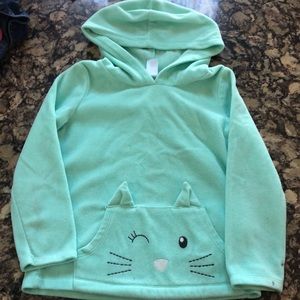 Winking kitty fleece pullover